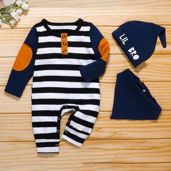 

born infant baby boys girls striped jumpsuit letter print romper outfits set clothes for babies rompers jumpsuits, Blue