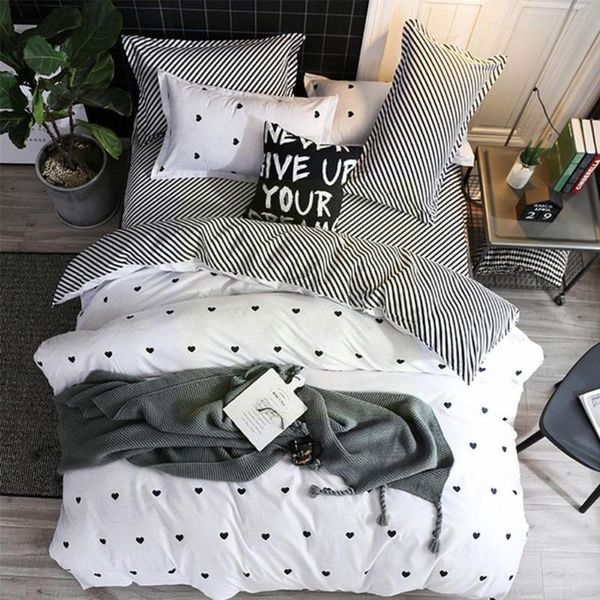 

bedding sets nordic style printing three-piece suit with stripes quilt us snowflakes size pattern christmas heart white cover x0n0