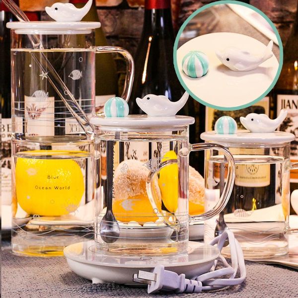 

mugs yjbd female the transparent concept with cover glass pipette heat-resistant portable office korean students cute scoop