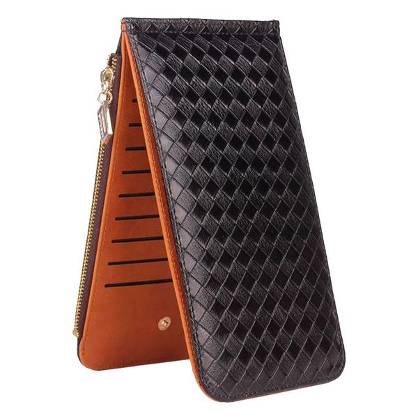 

card holders women long section holder wallet men fashion multifunction cover purse pu leather housekeeper case bag, Brown;gray