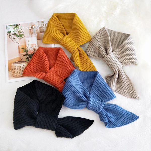 

scarves 2021 winter knitted elastic cross warm scarf female solid color long skinny soft woolen collar neck for girls, Blue;gray