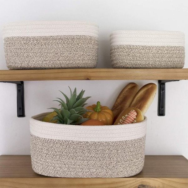 

handwoven cotton rope storage severing tray for breakfast snack sundries dining room decor baskets