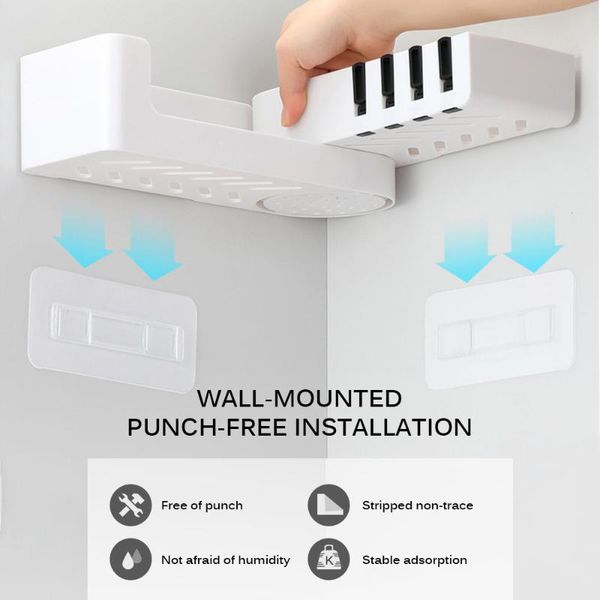 

bathroom shelves wall shelf 1 pc rotatable abs corner punching storage rack holder with concealed hooks for