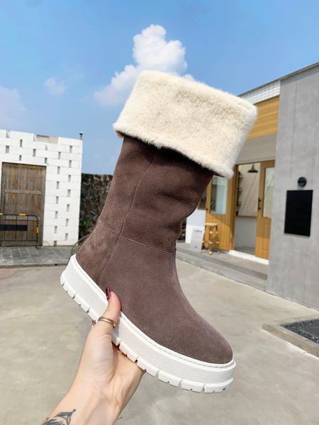 

designers snow boots women fashion soft leather flat girls casual winter shoe with fur half boot for woman shoes, Black