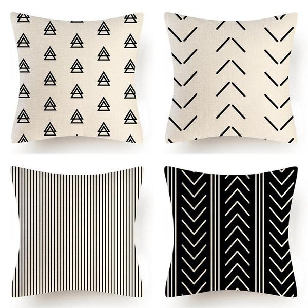 

pillow case 4 pcs cushion cover decorative flax print throw 45x45 home decor square living room pillowcase