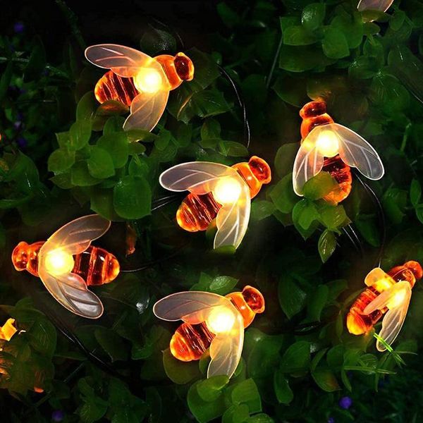 

strings solar powered led bee string lights fairy garland curtain for home kids bedroom party year christmas decorations