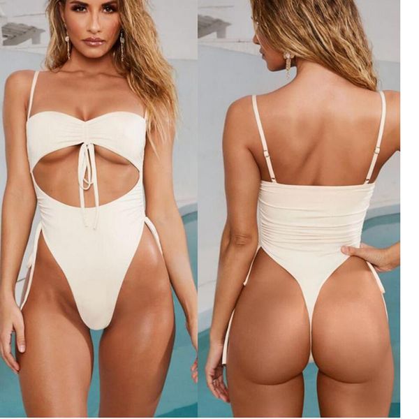 

hollow out swimwear bandage one piece swimsuit women bathing suit monokini bikini push up maillot de bain 6 colors one-piece suits