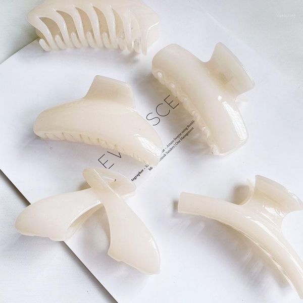 

1pcs cream color hair claw 5 styles for choice back head clip acrylic hairpin women girls fashion accessories1