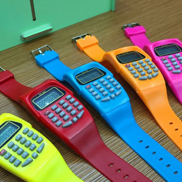 

children wristwatches led disign watch fashion digital candy casual silicone sports wristwatch for kids cartoon calculator electronic clock, Slivery;brown