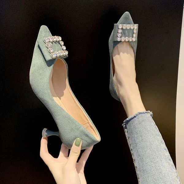 

dress shoes women high heels single high-quality leather female luxury rhinestone spring wedding frosted woman w37-20, Black