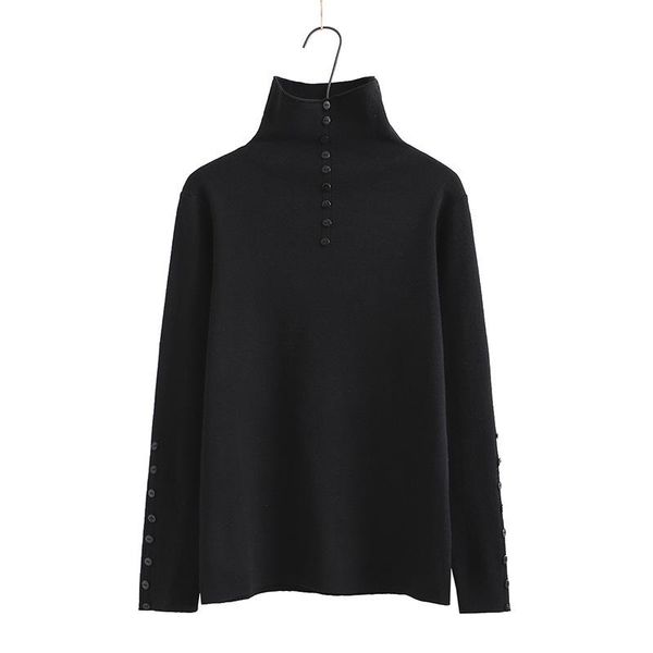 

women's sweaters plus size grey coffee black l-3xl high collar long sleeved solid pullovers vintage outerwear, White;black