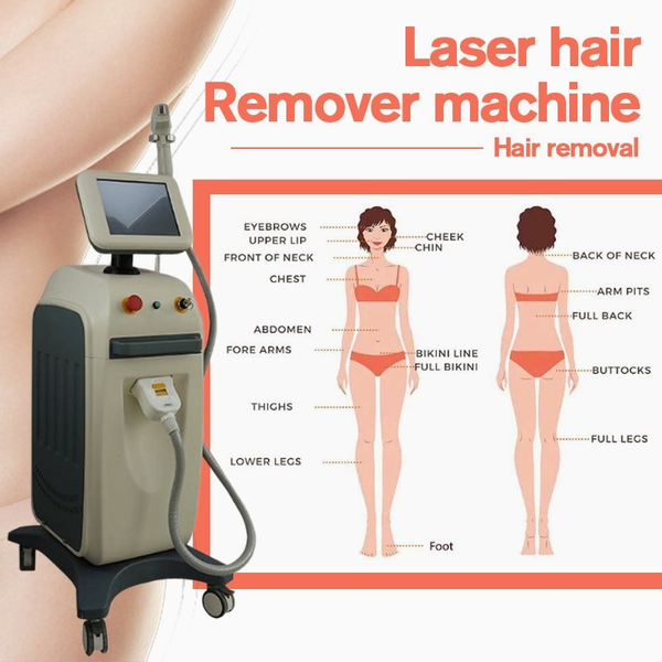 

808nm diode laser hair removal machine 808 permanently removal 20 million s suitable for face body, Black