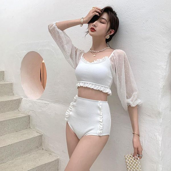 

one-piece suits women bikini sets solid lace patchwork 2 piece swimwear ladies summer swimsuits beachwear