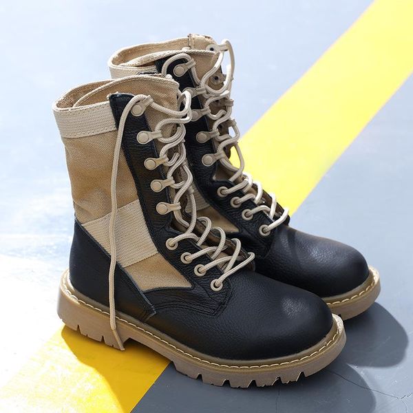 

boots leather cargo shoes men's outdoor couple waterproof women's toe army high desert, Black