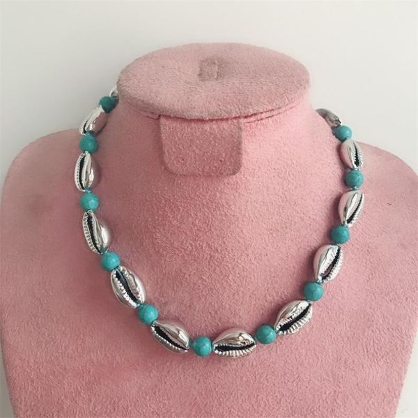 

boho sea shell choker necklace gold cowrie women natural jewellery stone chocker neckless for girls kolye chains, Silver