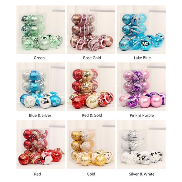 

12pcs/set christmas hanging ball xmas tree decorative painted ornaments decoration for home party gift