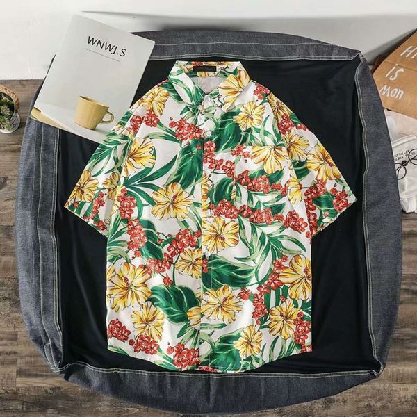 

men's casual shirts shirtshirt fashion hawaiian style fake short sleeve flower shirt men's beach summer korean version 5tda, White;black