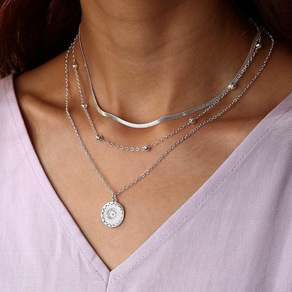 

boho fashion shell necklaces pendants for 2021 vintage multilayer choker necklace women jewelry birthday party necklace pendants, Silver