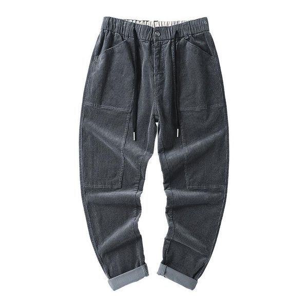 

autumn and winter men's jeans comfortable cone youth elastic casual slim straight sag corduroy soft loose trend, Blue