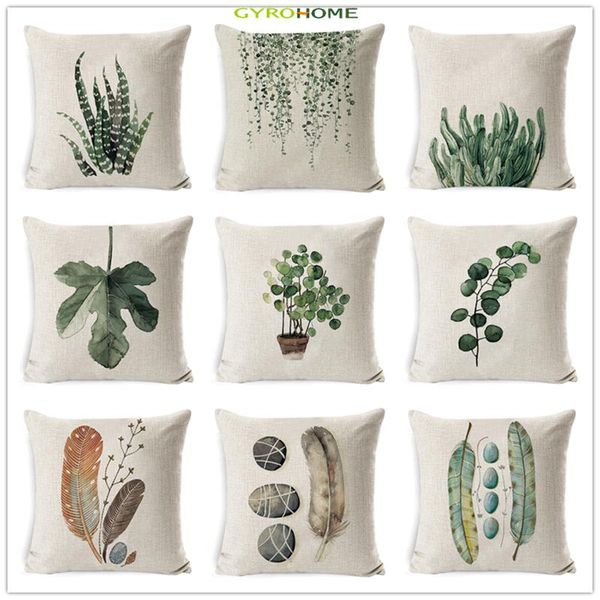 

plants pattern feathers sofa cushion case 1pc(no filling) european customized linen pillow cushion/decorative
