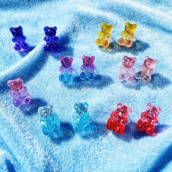 

51066 colorful jelly bear candy earrings creative simple earrings, Silver