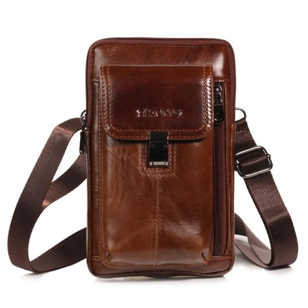 

waist bags men genuine leather shoulder messenger cigarette pocket bum loop natural skin cell mobile/phone fanny pack belt bag
