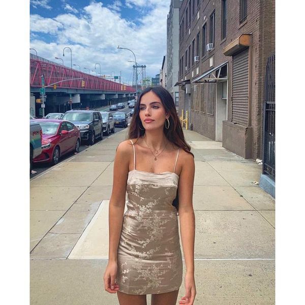 

1.20 spring luxury temperament spaghetti strap silk dress women fashion floral jacquard slim casual dresses, Black;gray