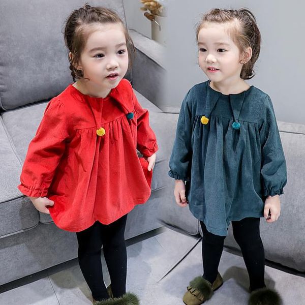 

girl's dresses baby girl dress vestido infantil corduroy cotton wedding party clothes long sleeves girls winter velvet clothing, Red;yellow