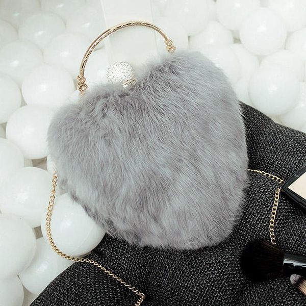 

evening bags hair party bag small clutch purse winter fur women ladies purses chain shoulder drop