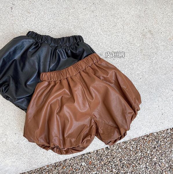 

shorts 2021 girs boys thicken pu leather winter fashion cotton kids 1-7 years wd344, Black