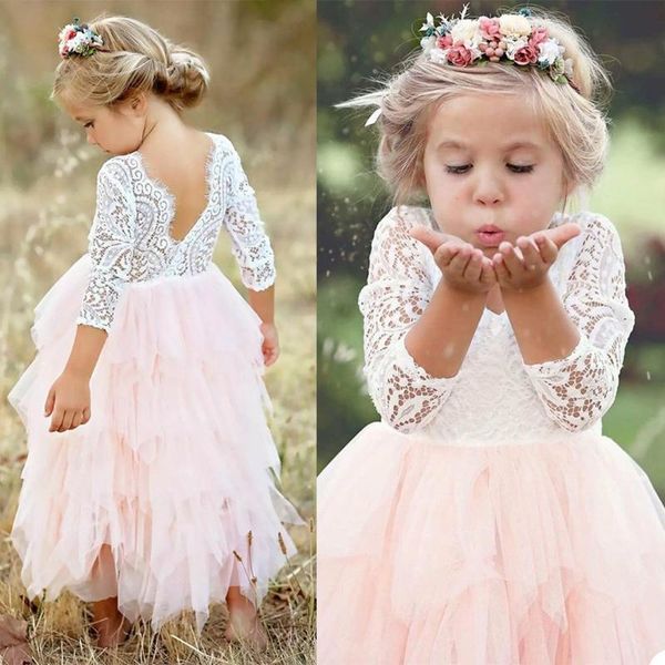 

girl's dresses dream flower girl for wedding custom made lace & tulle girls pageant dress ankle length first communion gowns, Red;yellow