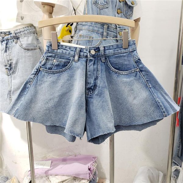 

women's shorts [ewq] 2021 summer fashion casual elegant simple retro all match high waist dark gray zipper denim women 16f1093, White;black