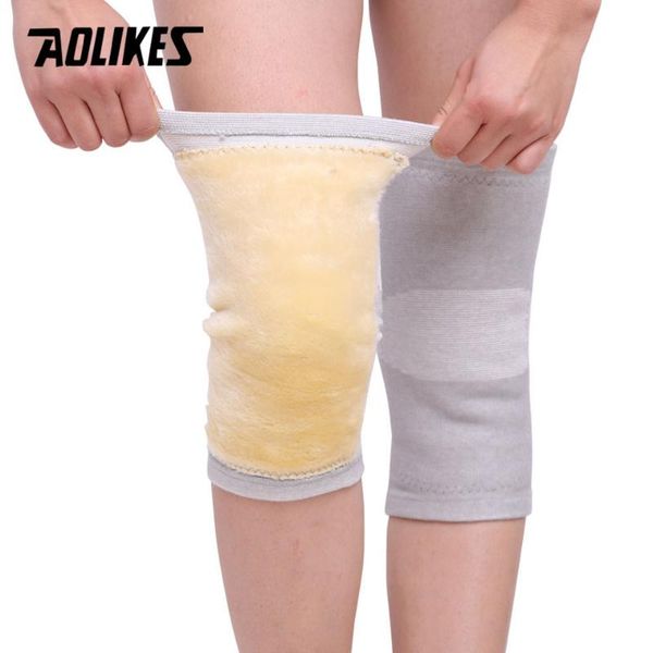 

elbow & knee pads aolikes 1pair anti cold plus gold velvet prevent arthritis keep warm protector support breathable thicken kneepad, Black;gray