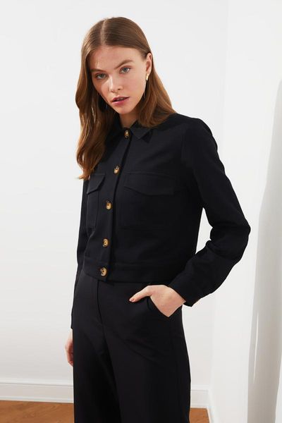 

women's jackets trendyol double-pocket coat twoss21ce0113, Black;brown