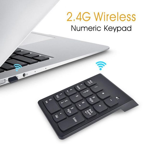 

excellent 1pc black 2.4ghz 18 keys wireless numeric kyeboard keypad for pc mini keyboards computer peripherals