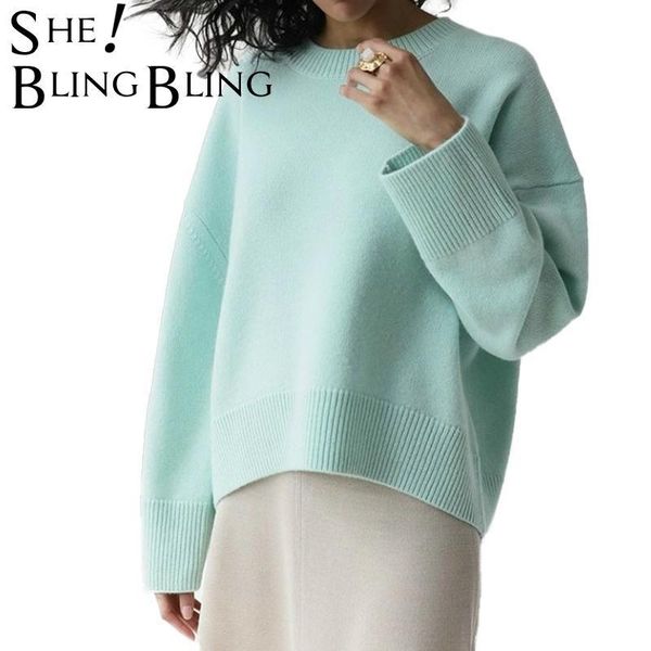 

women's classic loose sweater pullover o-neck long sleeve knit jersey female solid jumpers basic 210523, White;black