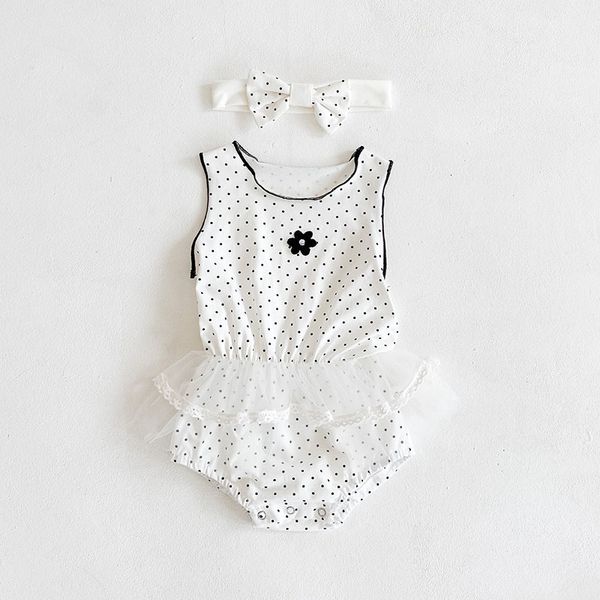 

summer baby clothes rompers bodysuits vest sleeveless dot + hair band infant girls bodysuit black friday pvc5, Blue