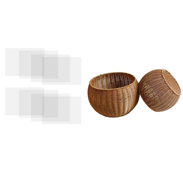 

8x anti cat scratching deterrent tape, scratch protection tapes & 2x imitated rattan round basket deskfruit storage baskets