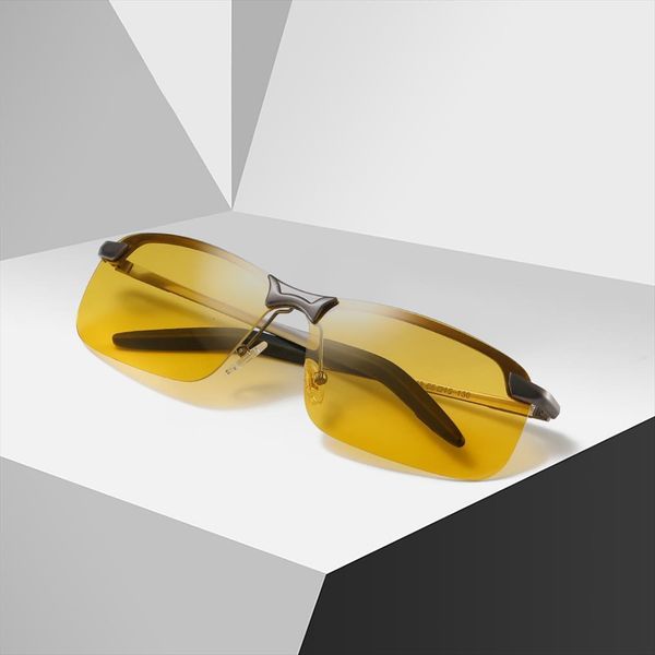 

sunglasses mens day night vision goggles anti glare for driving pchromic yellow lens polarized, White;black