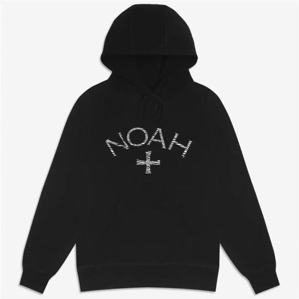 

men's hoodies & sweatshirts striped embroidery logo noah hoodie men women 1:1 high-quality solid color pullover oversized heavy fabric, Black