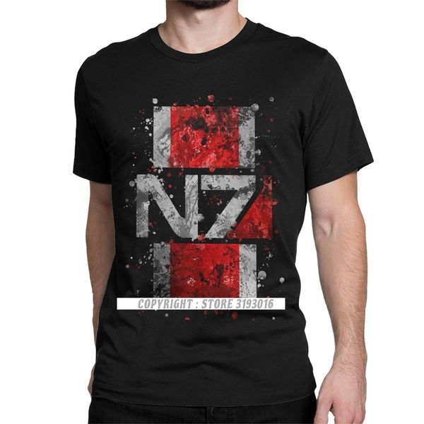 

ccccsportmass effect n7 splatter t-shirt men garrus commander bioware wrex mordin game pure cotton camisas t shirts ship, Black;yellow