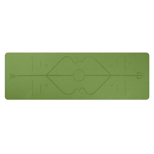 

yoga mats 183 x 61cm tpe anti-slip carpet mat with body line 6mm multi-functional green