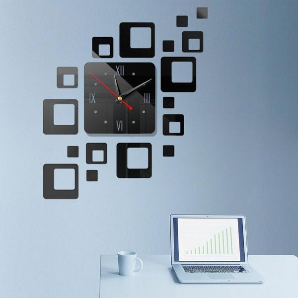 

wall clocks removable modern 3d acrylic mirror clock diy sticker home decor square on the numbers