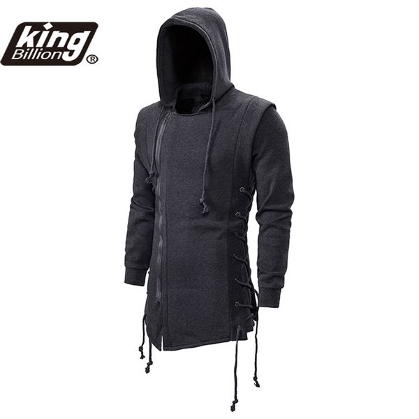 

autumn new men hoodies sweatshirts casual solid long sleeve hoodie men slim fit assassins creed dark hooded loose jacket coats, Black