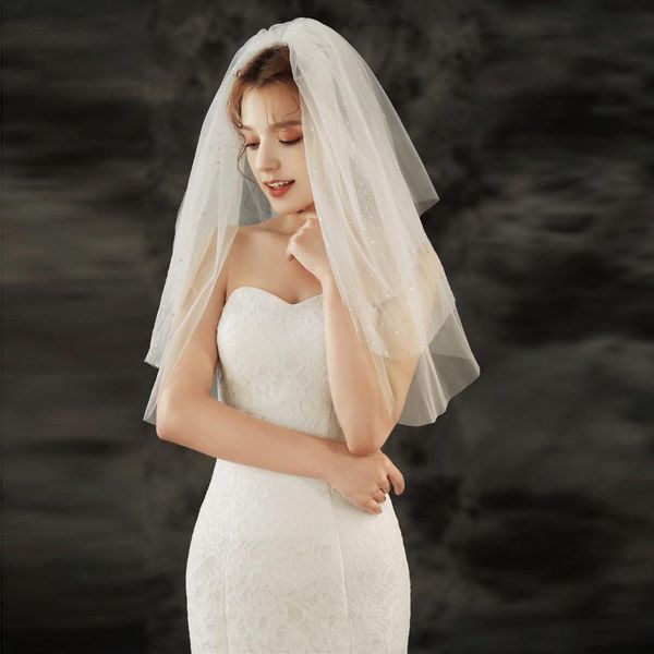 

bridal veils wedding veil with comb 2021 cut edge three-layer elbow length, Black