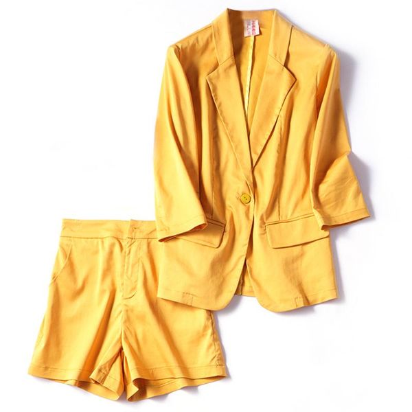 

women's tracksuits two-piece spring and summer style fashion solid color casual suit ladies jacket three-quarter sleeve pants, Gray