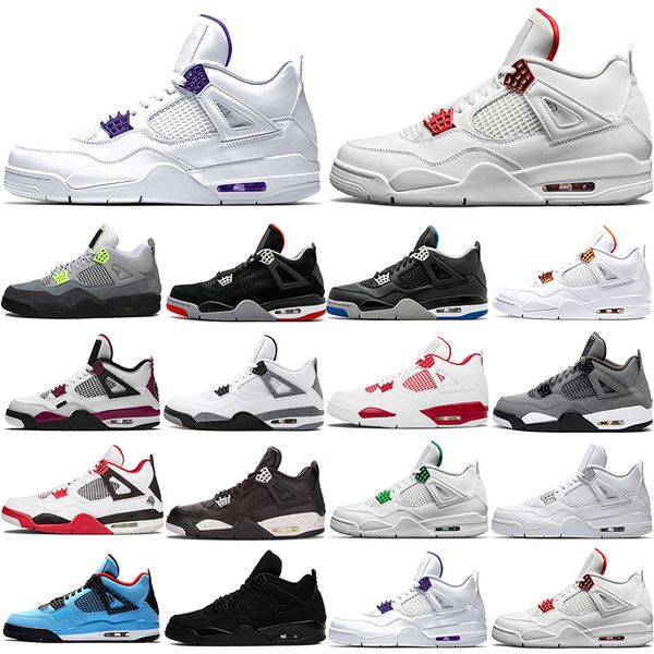 

2021 men 4s basketball shoes 4 black cat court purple university red neon bred alternate motorsport orange metallic cool grey oreo travis sn, White;red