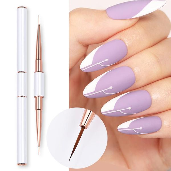 

nail brushes brush carving flat round uv gel painting lines liner drawing pen gradient marble handle manicure art tool, Yellow