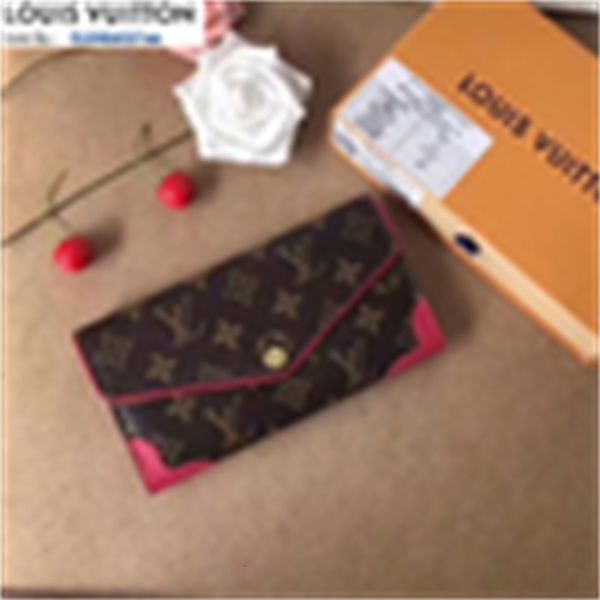 

wallet luxury m61184 rose red wallet women real leather long wallets chain brand pouches key card holders phone cases designer purse clutche, Red;black