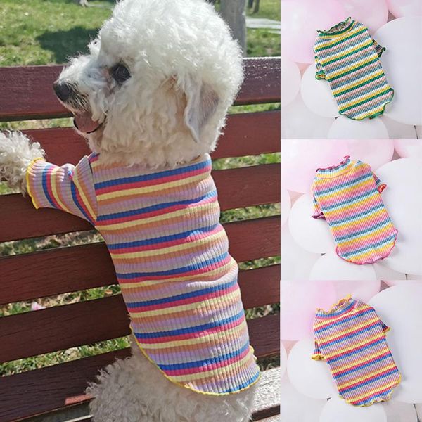 

dog apparel 2021 summer clothes thin sweater pet vest stripe t-shirt for small dogs cat shirt clothing chihuahua puppy